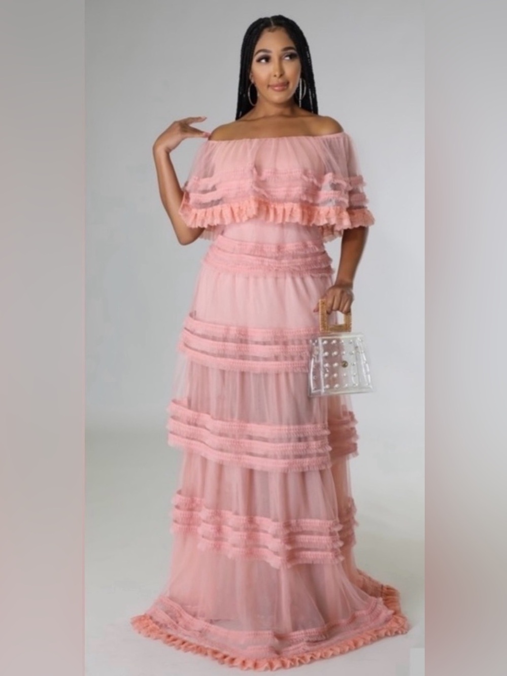 Blush Pink Tiered Maxi Dress‎